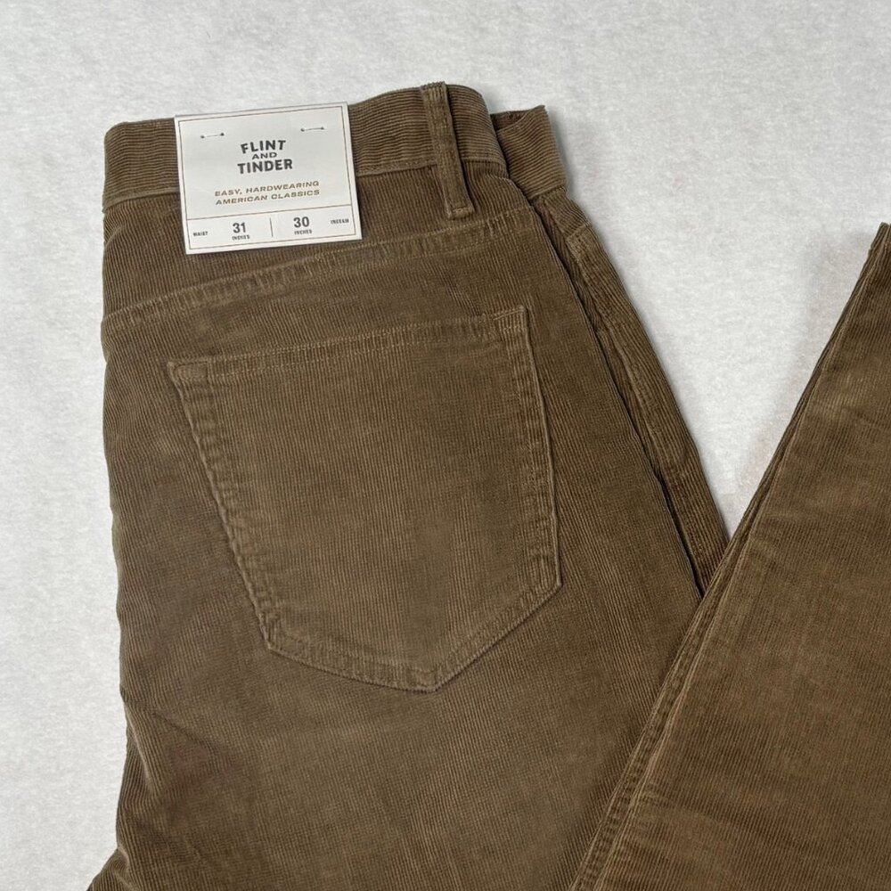 Flint and Tinder Men's 31x30 Brown Corduroy Tapered Fit Pants Easy New Huckberry